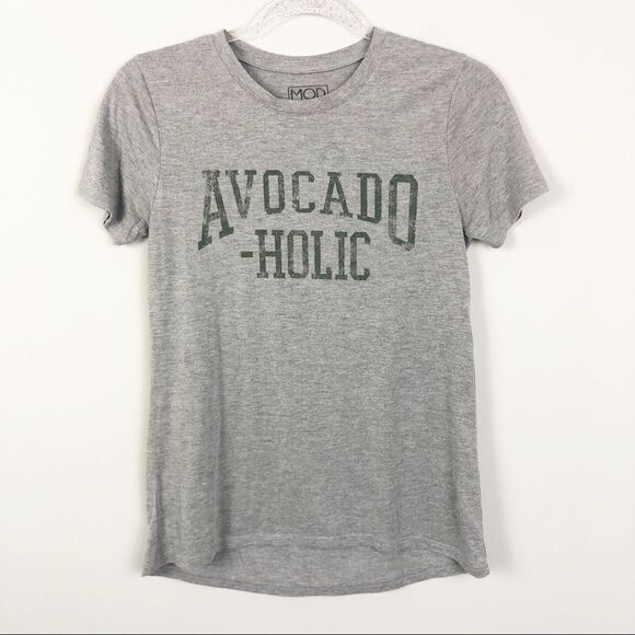 MODERN LUX | Gray Short Sleeve Avocado-Holic Graphic Tee Women’s Size XS - Picture 1 of 8